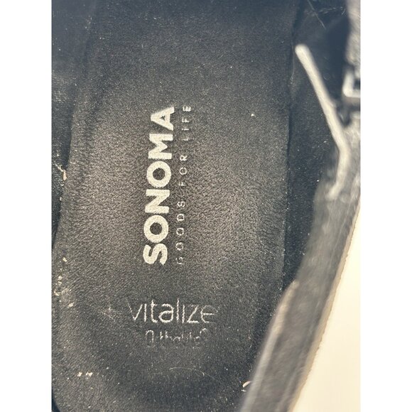 Sonoma Vitalize OrthoLite Faux Suede Zip Ankle Booties Black Buckle Sz 9.5M - Picture 11 of 14